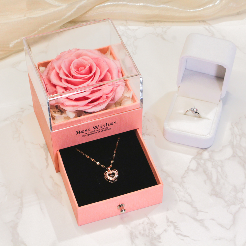 Jewelry Rose Box #Pink, Sparkling Heart